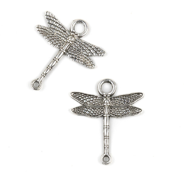 Silver Pewter 23x27mm Dragonfly Link Charm - 10 per bag