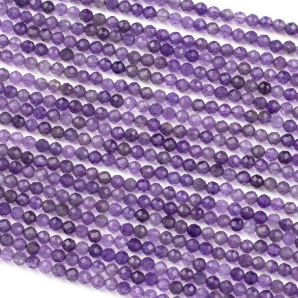 Amethyst 3mm Faceted Round Beads - 15 inch strand