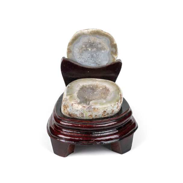 Druzy Agate Geode with Wooden Stand - #1