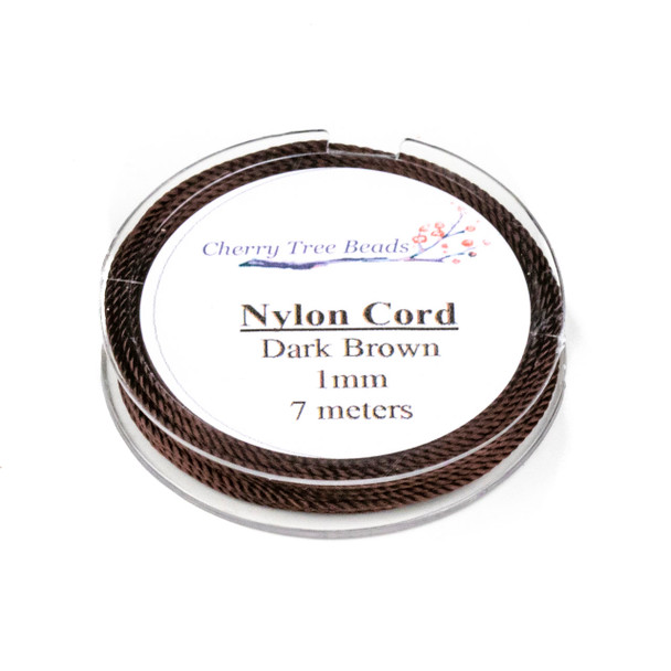 Nylon Cord - Dark Brown, 1mm, 7 meter spool