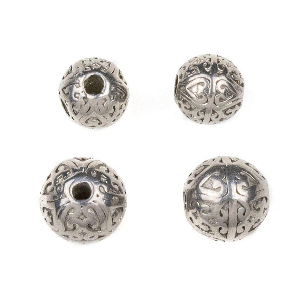 Cherry Tree Beads Silver Stainless Steel Guru Bead with Heart Pattern 