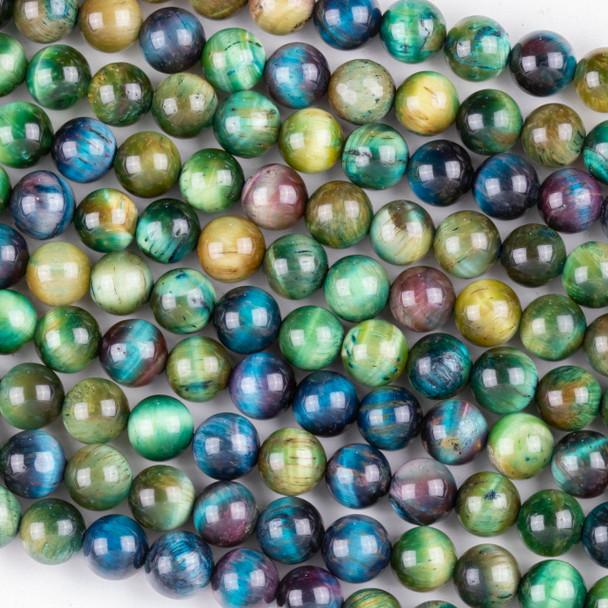 Green Tigereye 8mm Round Beads - 15 inch strand