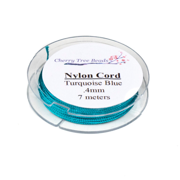 Nylon Cord - Turquoise Blue, .4mm, 7 meter spool