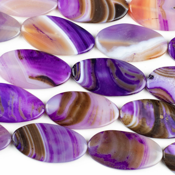 Dyed Agate 25x47mm Purple Oval Beads - 15 inch strand