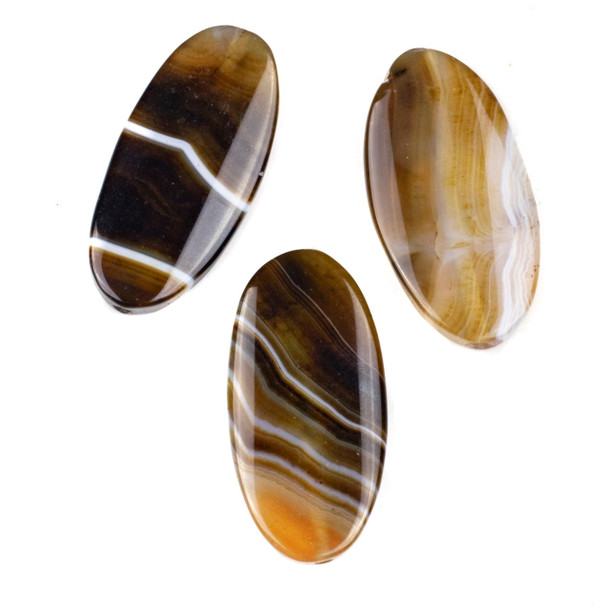 Dyed Agate 25x50mm Brown Oval Pendant - 1 per bag