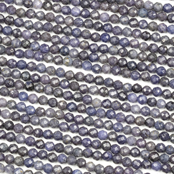 Sapphire 4mm Faceted Round Beads - 15 inch strand