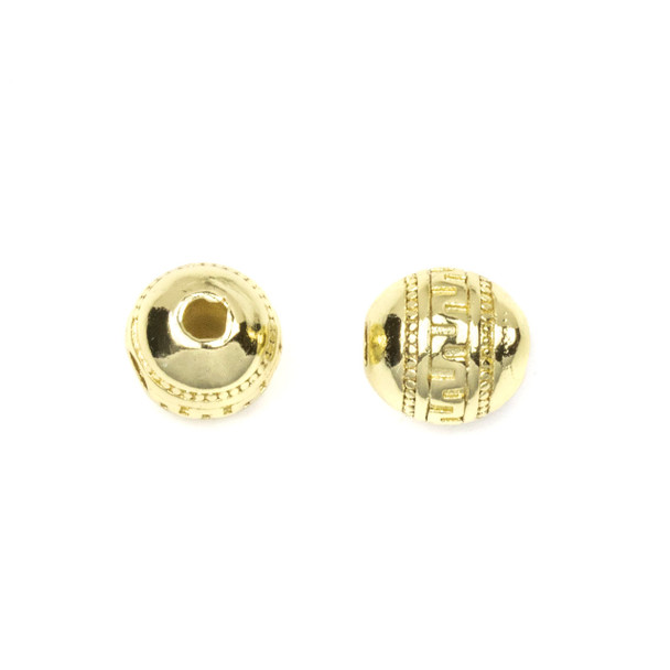 Gold Plated Stainless Steel 8mm Guru Bead with Tribal Band - ZN-65929, 1 per bag