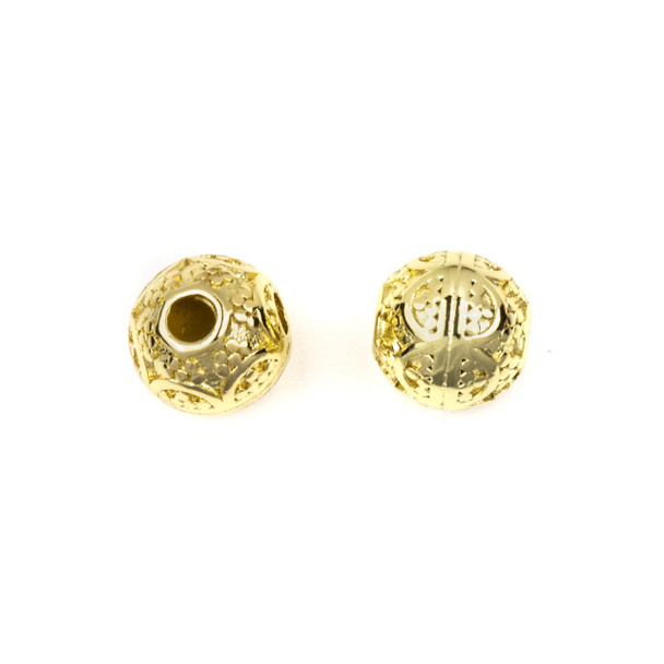 Gold Plated Stainless Steel 8mm Guru Bead with Arches - ZN-65949, 1 per bag