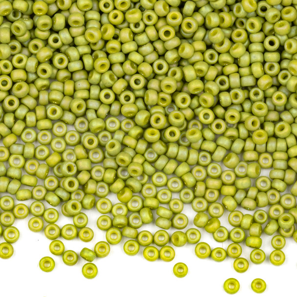 Miyuki 11/0 Round Seed Beads - Frost Opaque Glaze Rainbow Olive, #11-94697-TB, approx. 24 gram tube