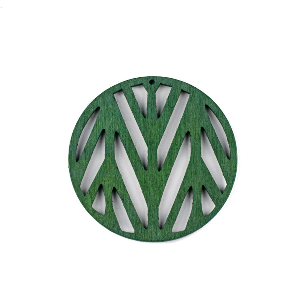 Aspen Wood Laser Cut 59mm Green Branch Coin Pendant - 1 per bag