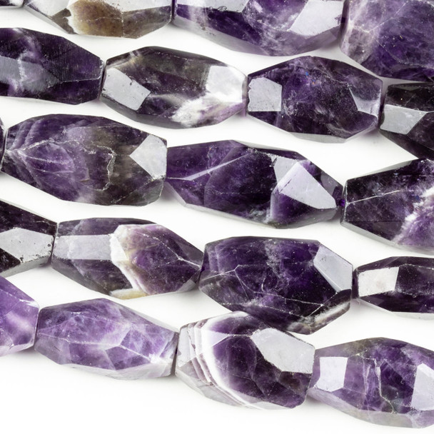 Amethyst 10-20x20-30mm Faceted Nugget Beads - 16 inch strand