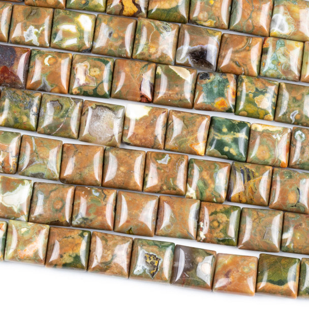 Brown Rhyolite 10mm Square Beads - 15.5 inch strand