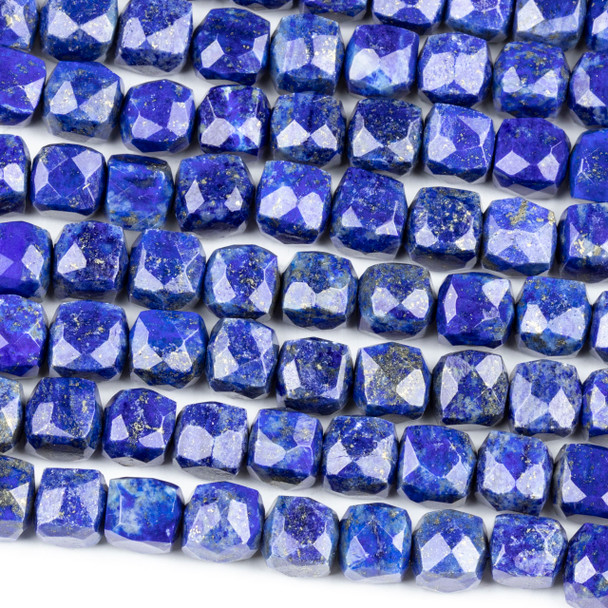 Lapis 8mm Faceted Cube Beads - 16 inch strand