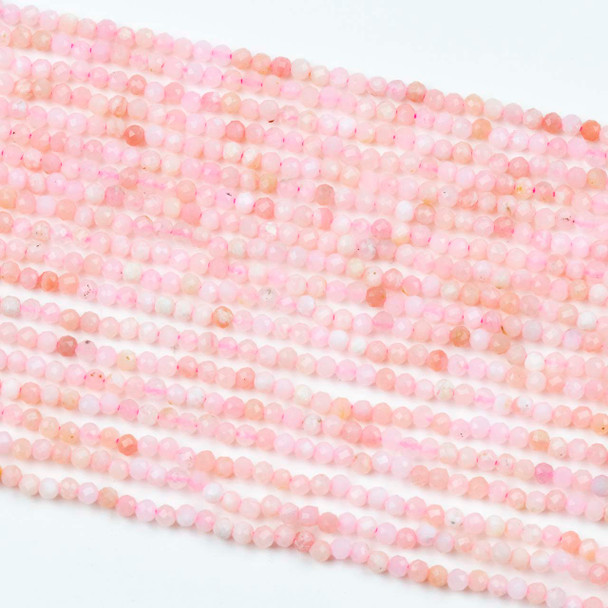 Pink Opal 2-2.5mm Faceted Round Beads - 15 inch strand