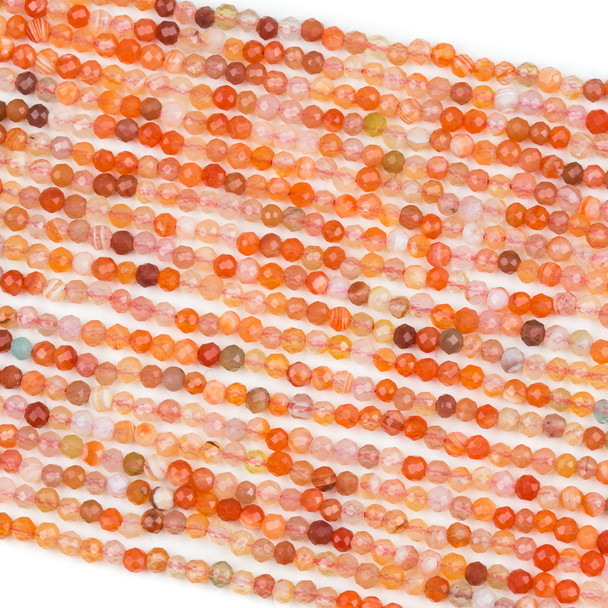 Red Agate 3mm Faceted Round Beads - 15 inch strand