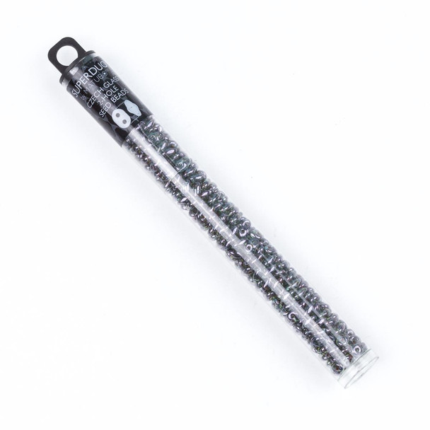  Matubo Czech Glass Superduo 2.5x5mm Seed Beads - Crystal Tr Lazure Blue, #0500030-65431-TB, approx. 22 gram tube 