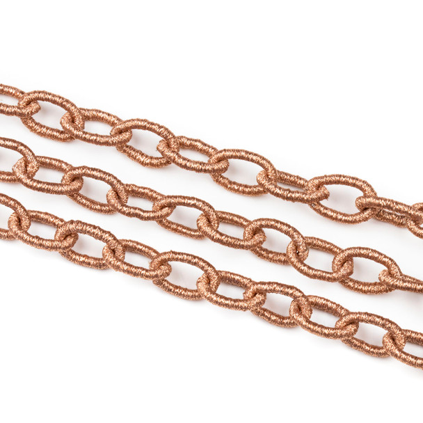 Fabric Chain - Copper, 11x15mm Irregular Oval Links, Precut 1 Foot Length