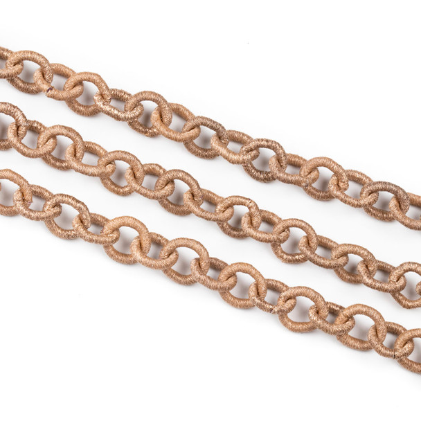Fabric Chain - Blush, 10x11mm Irregular Links, Precut 1 Foot Length