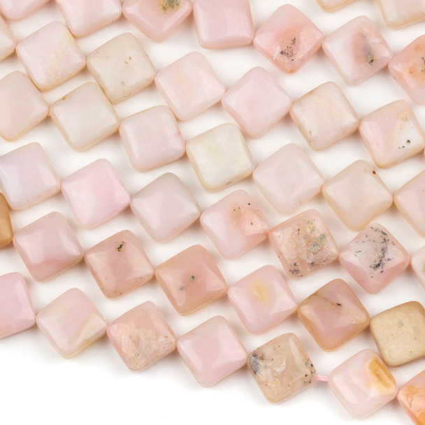 Pink Opal 12mm Diagonally Drilled Square Beads - 16 inch strand