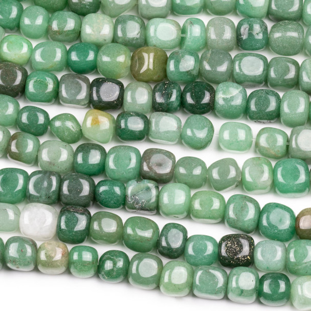Green Aventurine 10mm Pebble Beads - 15.5 inch strand