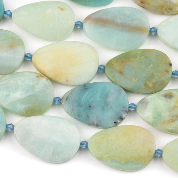 Amazonite 22x32mm Faceted Irregular Oval Beads - 15 inch strand