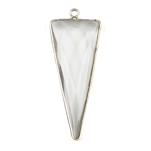 Quartz approximately 16x40mm Long Triangle Drop with a Silver Plated Brass Bezel - 1 per bag