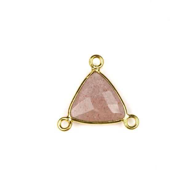 Cherry Tree Beads Peach Moonstone 16x18mm Faceted Triangle Link with a Gold Plated Brass Bezel and 3 Loops - 1 per bag 