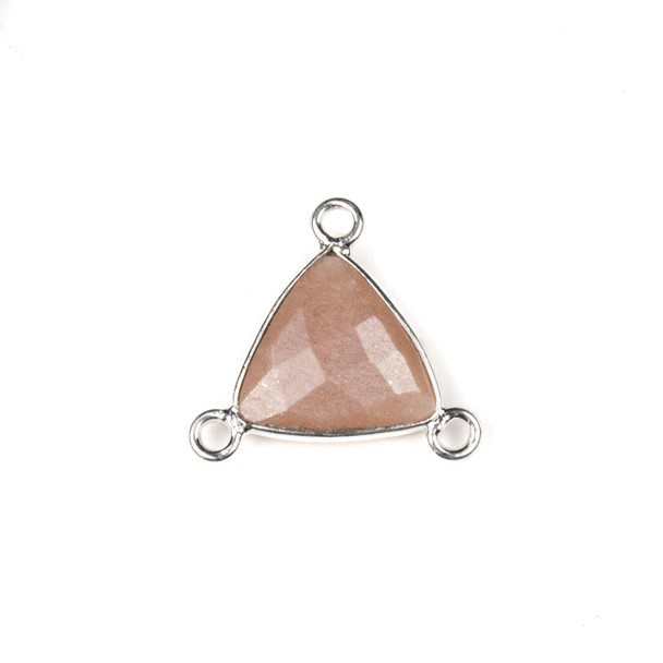 Cherry Tree Beads Peach Moonstone 16x18mm Faceted Triangle Link with a Silver Plated Brass Bezel and 3 Loops - 1 per bag 