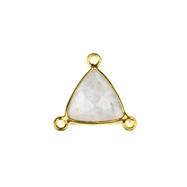 Moonstone 16x18mm Faceted Triangle Link with a Gold Plated Brass Bezel and 3 Loops - 1 per bag