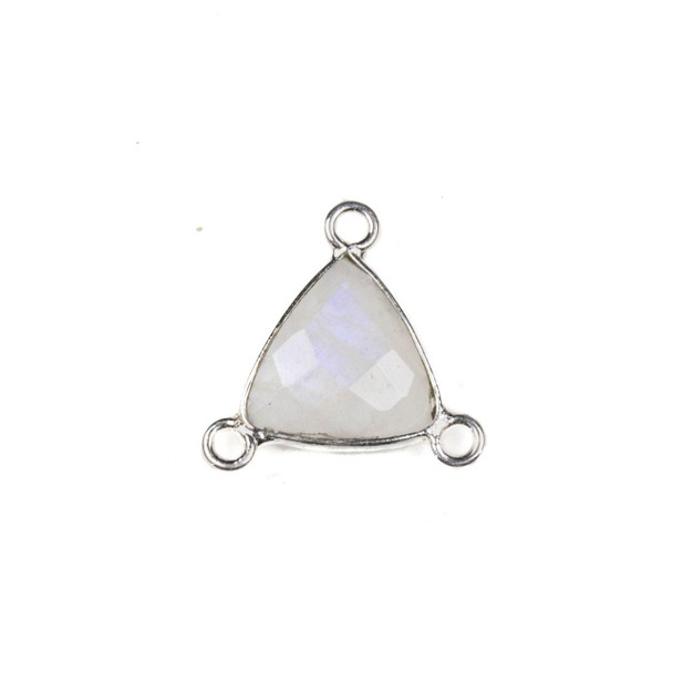 Cherry Tree Beads Moonstone 16x18mm Faceted Triangle Link with a Silver Plated Brass Bezel and 3 Loops - 1 per bag 