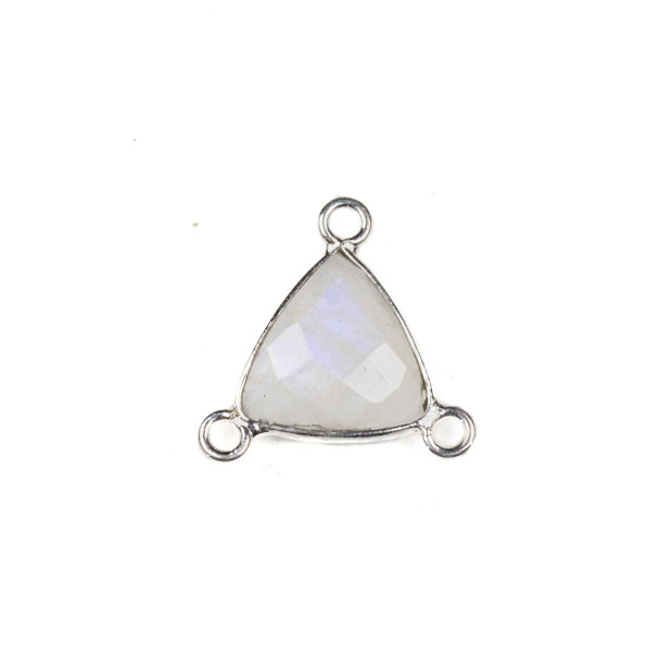 Moonstone 16x18mm Faceted Triangle Link with a Silver Plated Brass Bezel and 3 Loops - 1 per bag