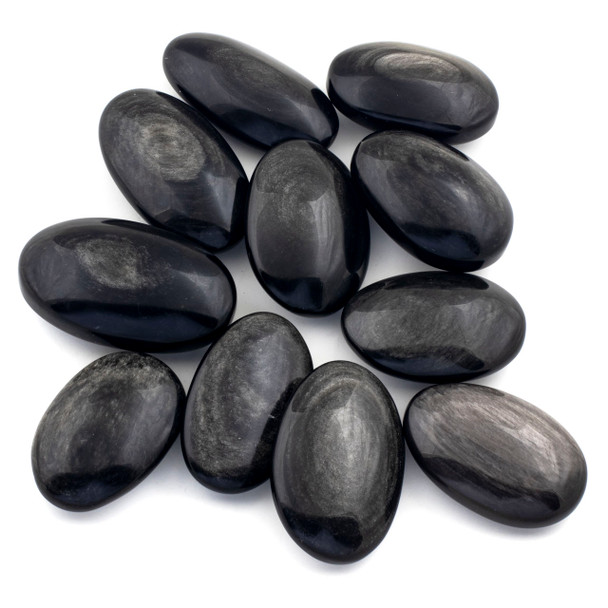 Silver Obsidian Large Palm Stone - 1 per bag