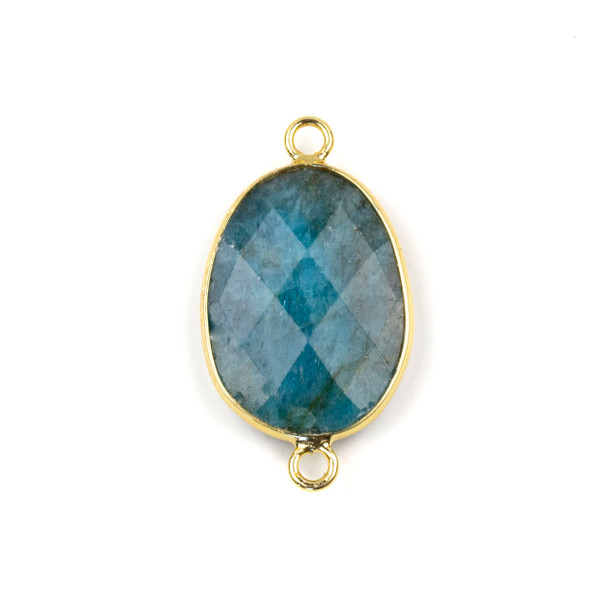 Apatite approximately 17x30mm Faceted Irregular Oval/Free Form Link with a Brass Plated Base Metal Bezel - 1 per bag