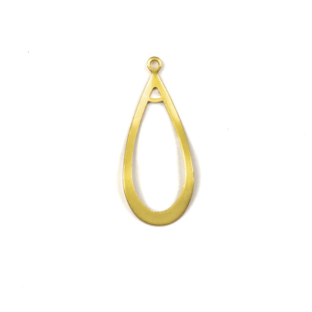 Coated Brass 12X30mm Wavy Tapered Teardrop Component with 2 Loops - 6 per bag - CG00703c