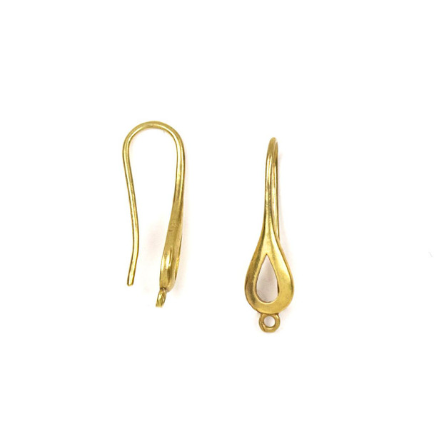 Cherry Tree Beads Coated Brass 6x22mm Teardrop Hook Ear Wires with 1 Loop - 6 pairs/12 pcs per bag - JZ00029c 