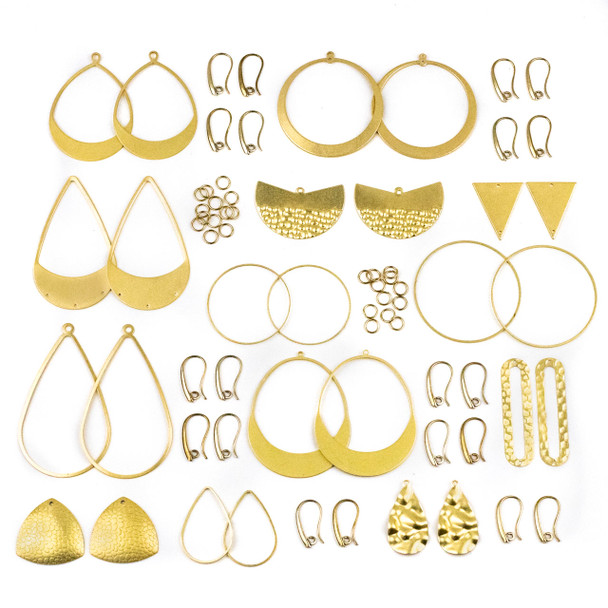 Coated Brass Large Component Earring Kit #2 - 78 total pieces