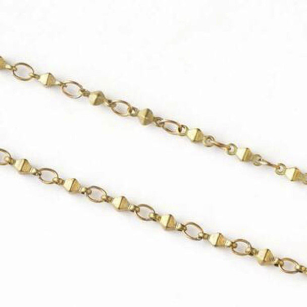 Cherry Tree Beads Coated Brass Chain with 2.5x3.5mm Small Oval Links alternating with 2x6mm Octahedron Links - JX-1045c - 2 meters 