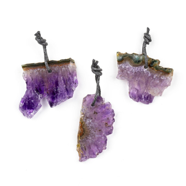 Cherry Tree Beads Amethyst 18-32x22-60mm Top Front to Back Drilled Druzy Slice Pendant - 1 per bag 