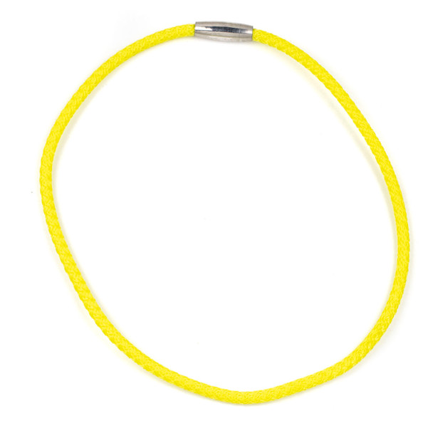 Braided Polyester Cord Necklace - Neon Yellow, 5mm Cord, 18" with Stainless Steel Magnetic Clasp