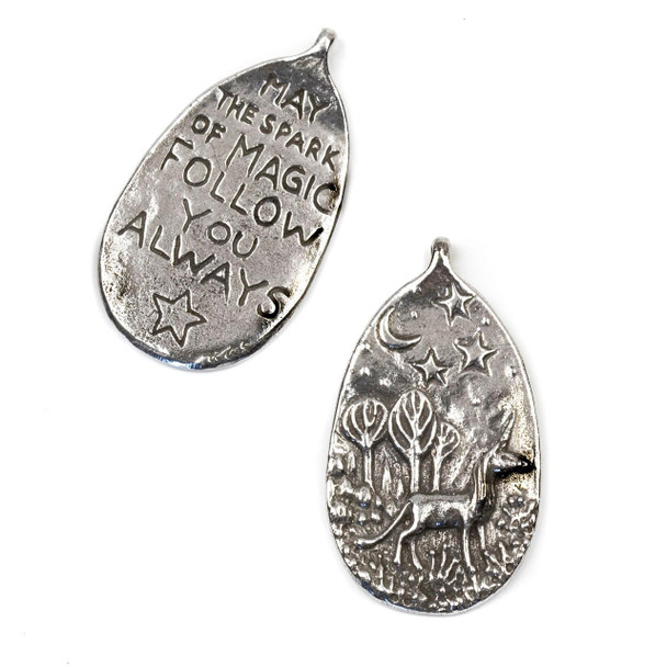  Green Girl Studios Pewter 28x49mm Spark of Magic Unicorn Pendant - 1 per bag 