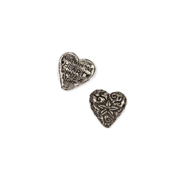 Green Girl Studios Pewter 15mm Shining Heart Focal Bead - 1 per bag