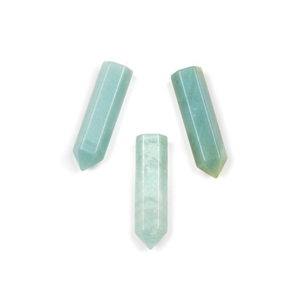 Cherry Tree Beads Amazonite 8x31mm Flat Top, Top Drilled Single Terminated Hexagonal Point Pendant - 1 per bag 