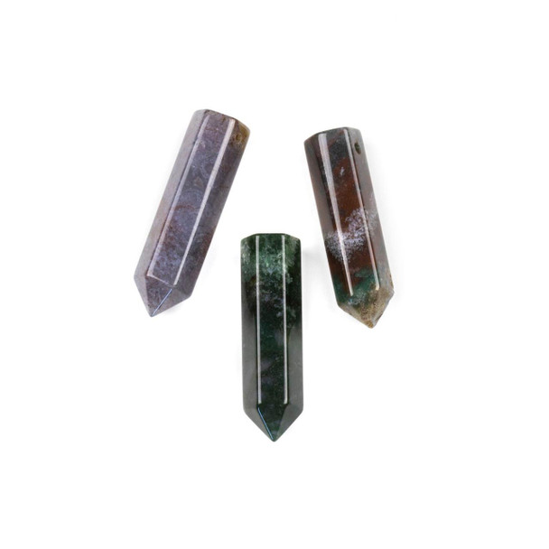 Cherry Tree Beads Fancy Jasper 8x31mm Flat Top, Top Drilled Single Terminated Hexagonal Point Pendant - 1 per bag 