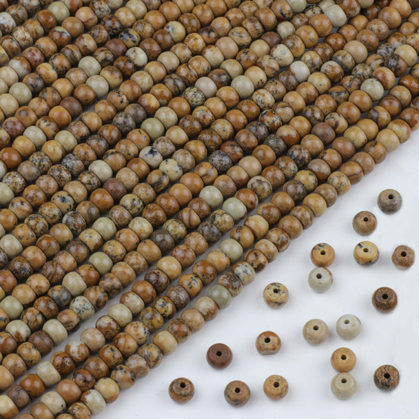 Picture Jasper 4x6mm Rondelle Beads - approx. 8 inch strand, Set A