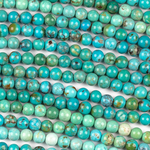 Natural Turquoise 6mm Round Beads - 16 inch strand