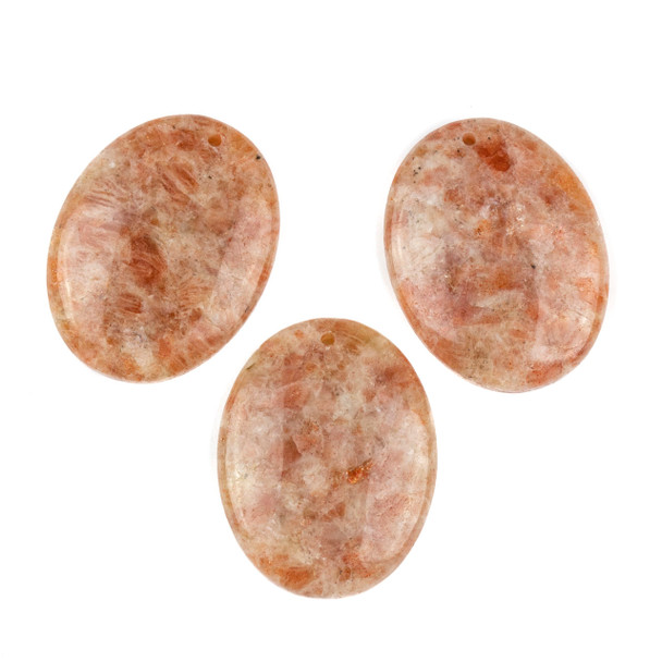 Sunstone 35x45mm Top Front to Back Drilled Oval Pendant with a Flat Back - 1 per bag