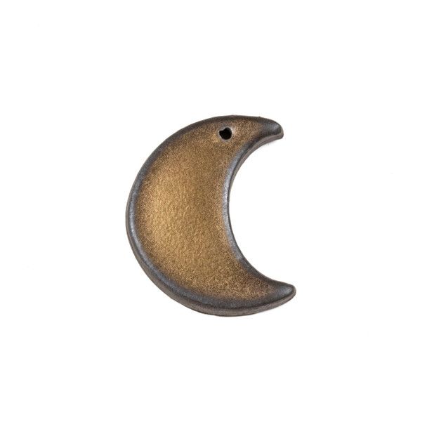 Handmade Ceramic 27x33mm Bronze Crescent Moon Focal - 1 per bag