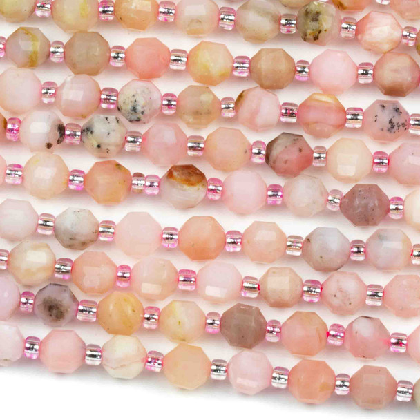 Pink Opal 6mm Faceted Prism Beads - 15 inch strand