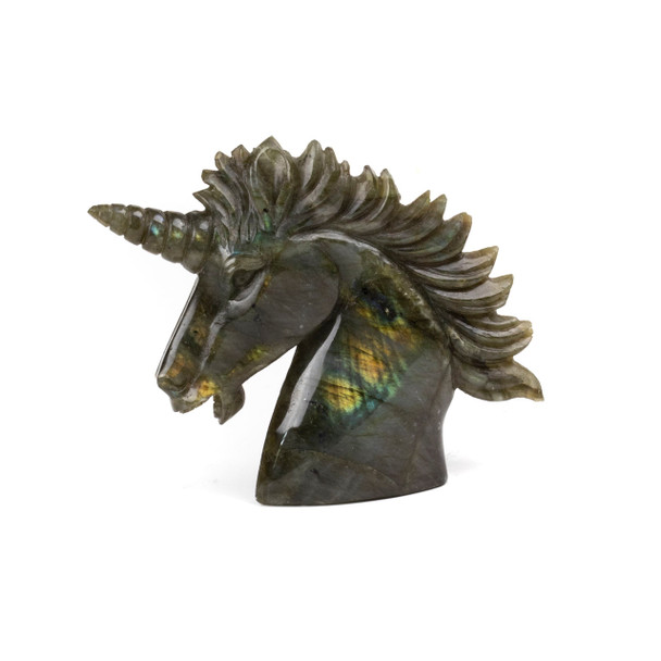 Carved Labradorite Unicorn Head Specimen -  #1