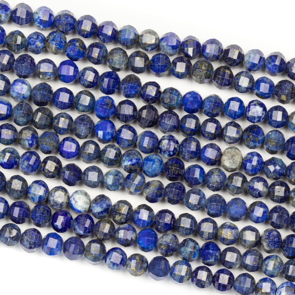 Lapis 6mm Faceted Lantern Round Beads - 15 inch strand